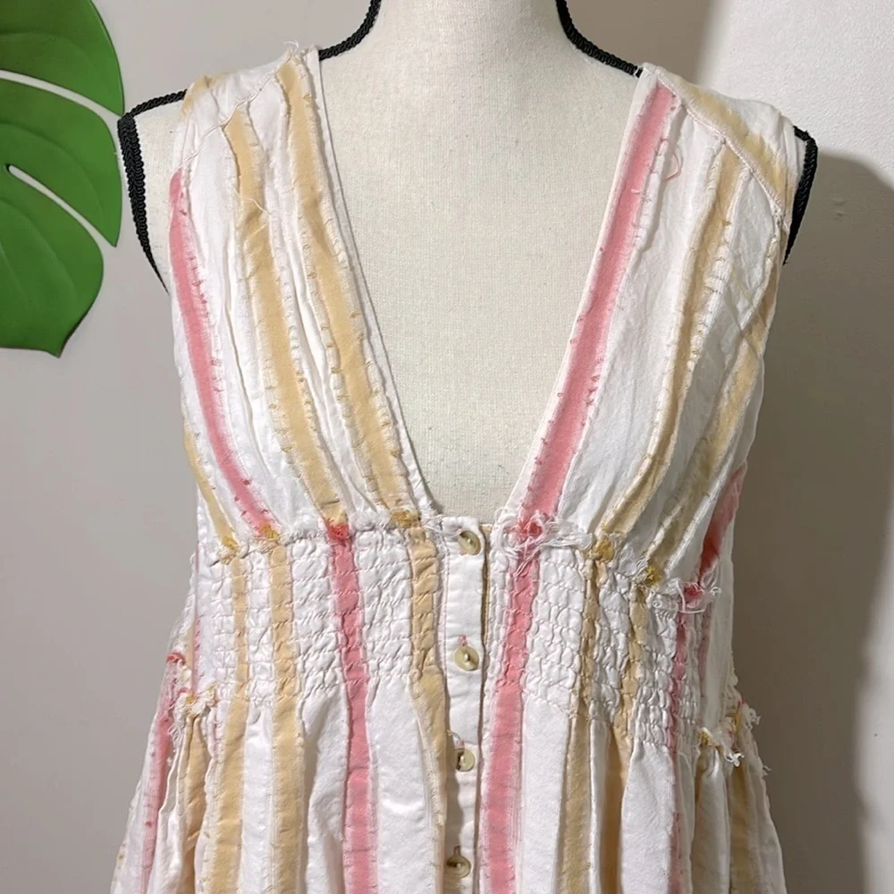 Free People Do It Again Mini Dress in Orange Combo COTTON Sz. XS